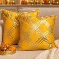 Mustard Yellow & Silver Festive Cushion Covers Set of 2