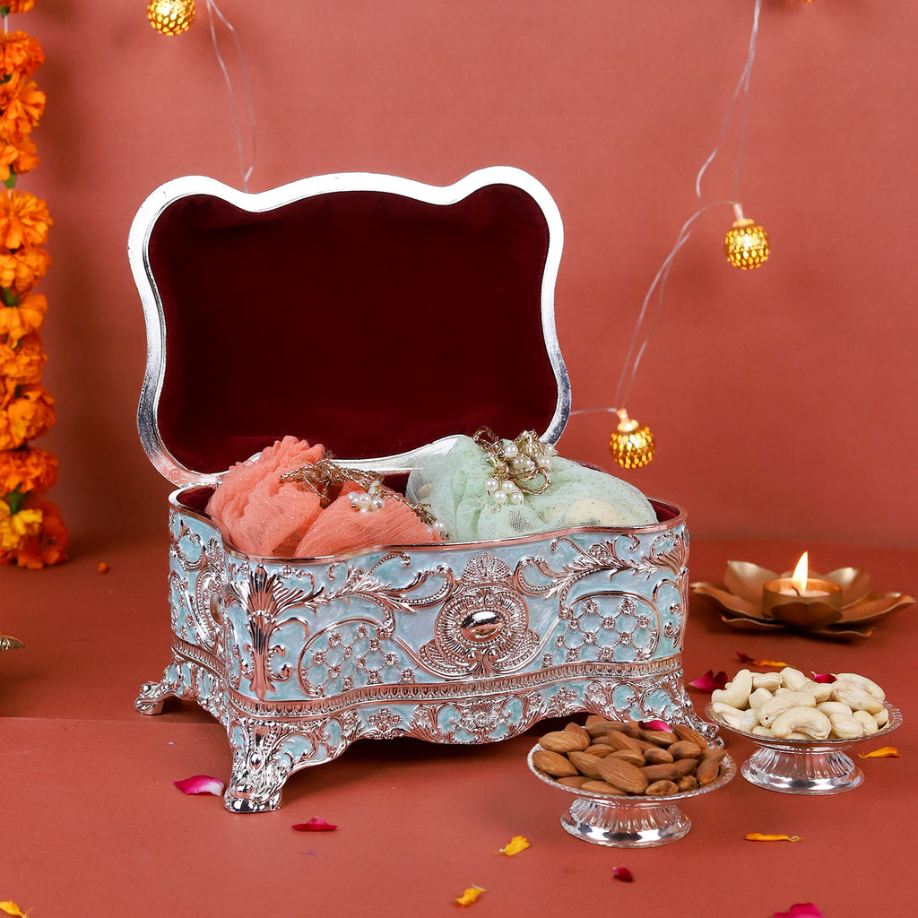 Exquisite German Silver Jewelry Box – Royal Antique Serving & Storage Chest