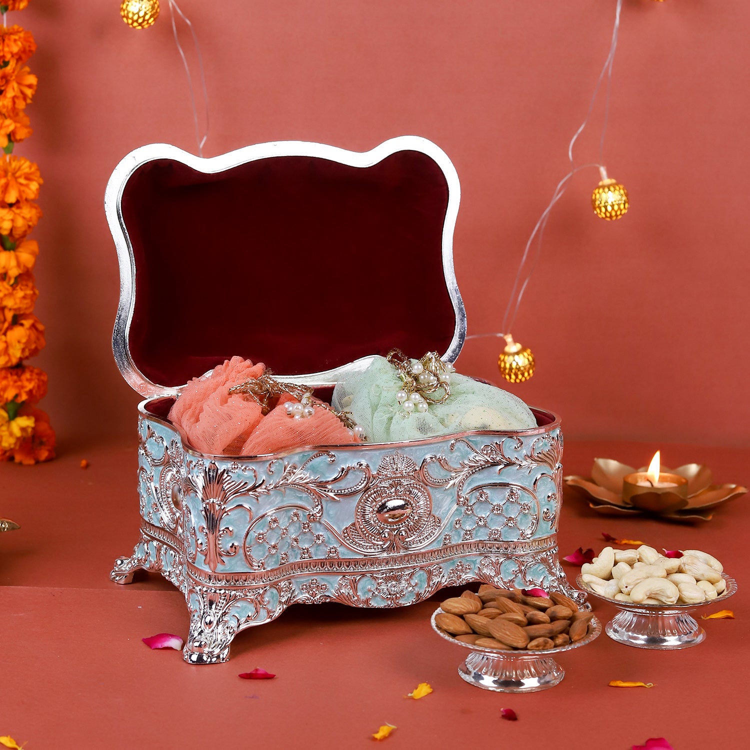 Exquisite German Silver Jewelry Box – Royal Antique Serving & Storage Chest