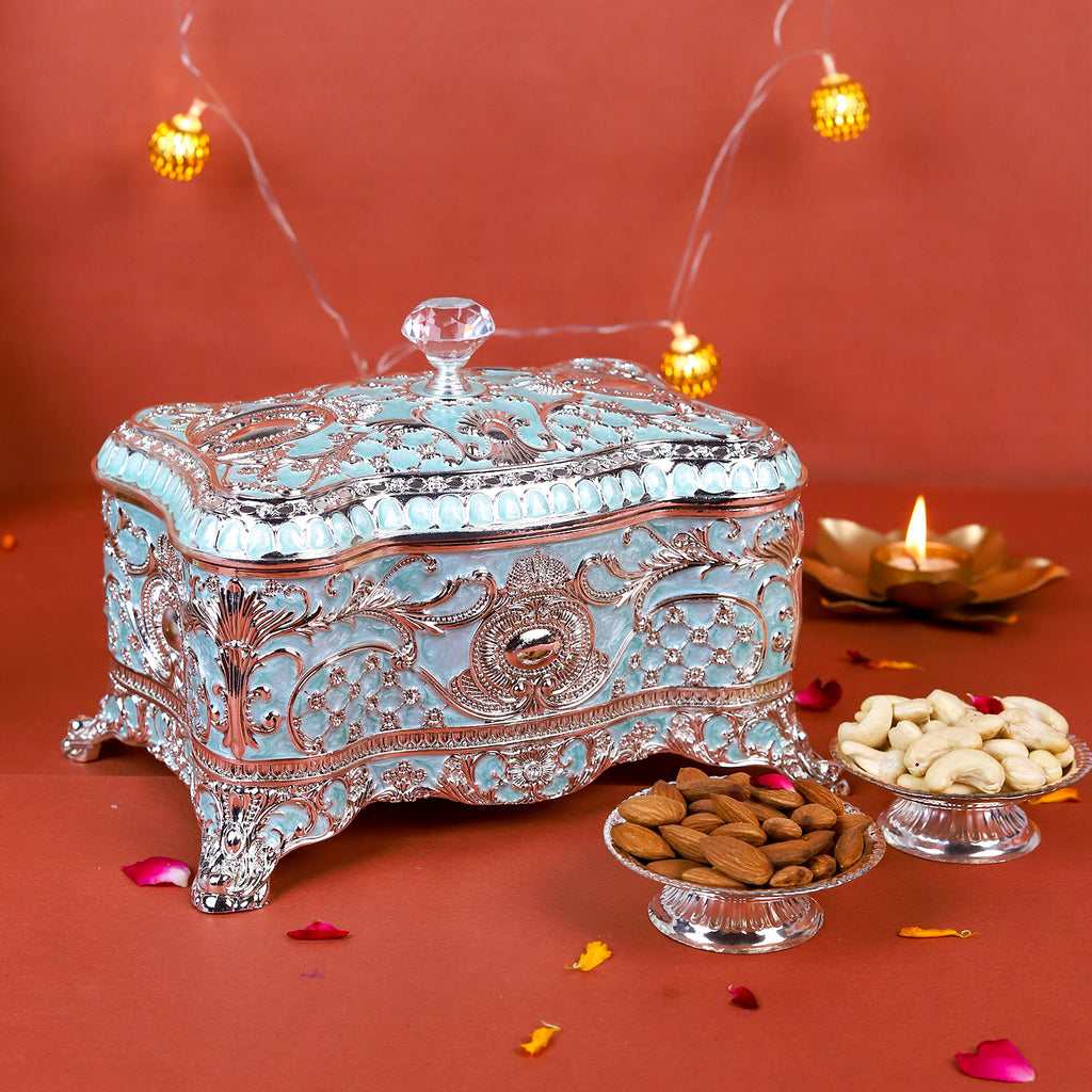 Exquisite German Silver Jewelry Box – Royal Antique Serving & Storage Chest