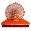 Premium Circular Ganpati Pink Gota Backdrop Aura Fan