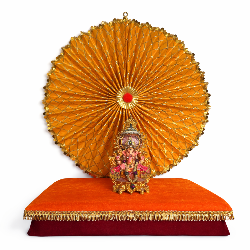 Temple Style Ganpati Aura Backdrop  Wall Hanging