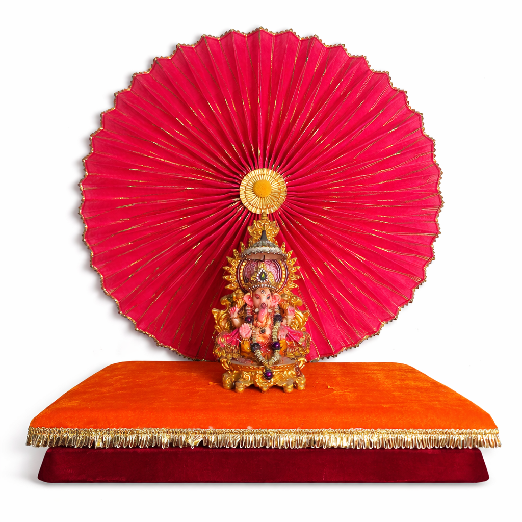 Vibrant Pink Ganesh Idol Backdrop Fan