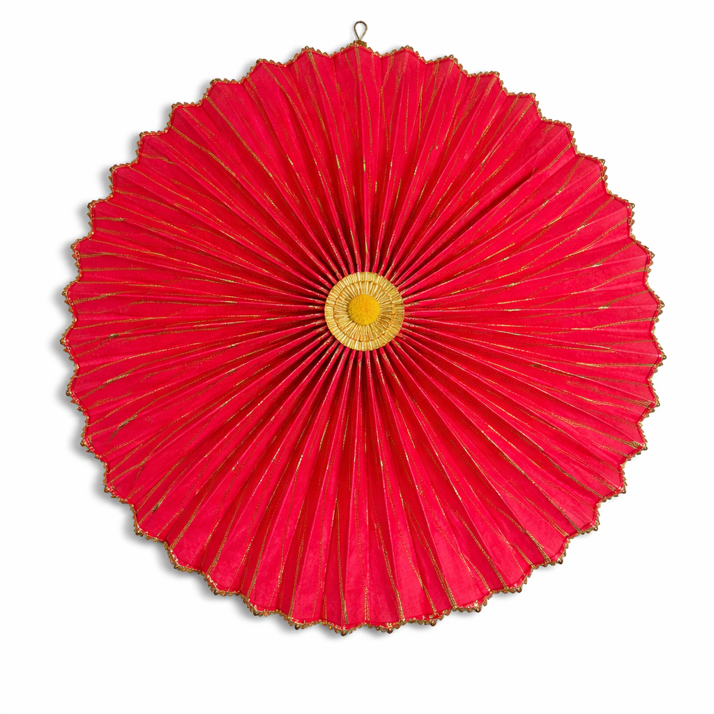 Vibrant Pink Ganesh Idol Backdrop Fan