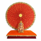 Red Gold Ganesh Chaturthi Backdrop Fan