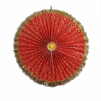 Red Gold Ganesh Chaturthi Backdrop Fan