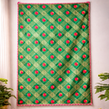 Premium Green Designer Pooja Backdrop | Decorative Mandir Cloth