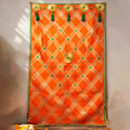 Premium Orange Designer Pooja Backdrop | Mandir Decoration Cloth