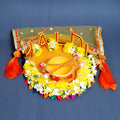Handcrafted Wedding Haldi Thali Set – Vibrant Yellow Floral Platter for Marriage Rituals & Gifting