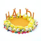 Handcrafted Wedding Haldi Thali Set – Vibrant Yellow Floral Platter for Marriage Rituals & Gifting