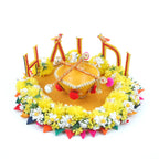 Handcrafted Wedding Haldi Thali Set – Vibrant Yellow Floral Platter for Marriage Rituals & Gifting