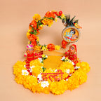 Handcrafted Royal Floral Wedding Haldi Thali – Artisanal Arch Design for Traditional Marriage Rituals