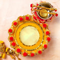 Handcrafted Royal Gota Patti Haldi Thali Set – Artisanal Yellow & Pink Ritual Platter for Wedding Ceremonies
