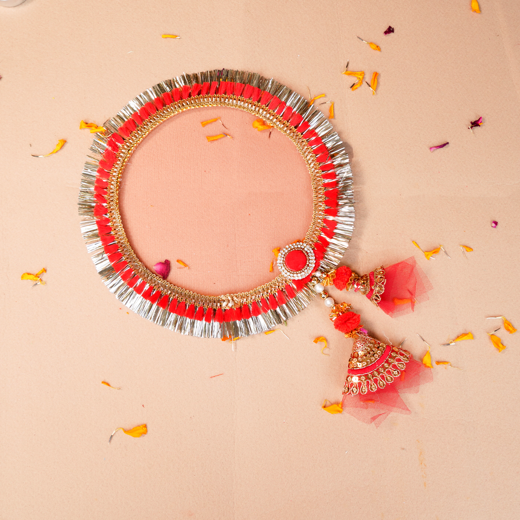 Karwa Chauth Personalized Photo Thali Set | Designer Karvachauth Pooja Thali, & Channi