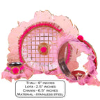 Premium Karwa Chauth Thali Set in Pink & Gold | Designer Karvachauth Pooja Thali, Channi & Diya | Elegant Bridal Gift for Wife