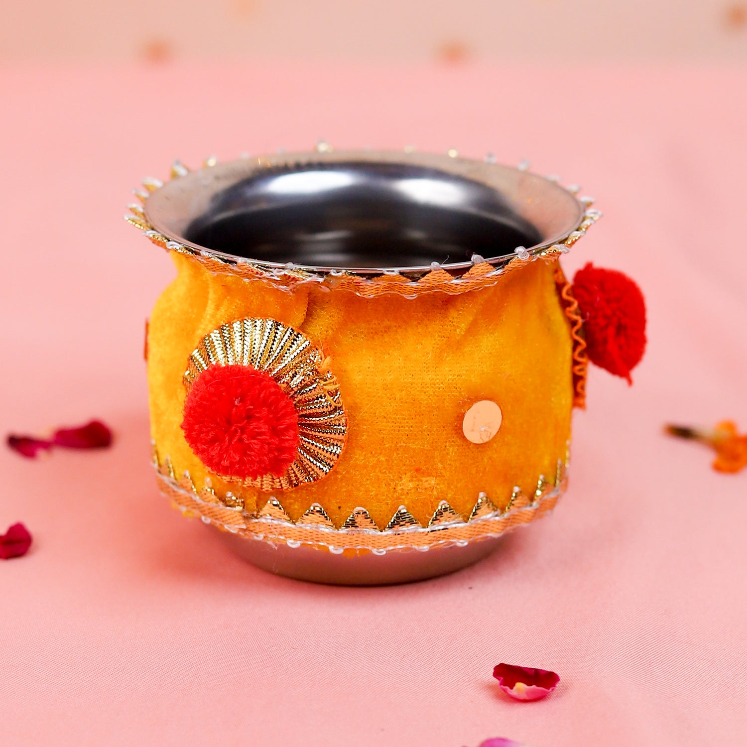 Handcrafted Karwa Chauth Thali Set | Traditional Karwachauth Puja Thali with Chalni & Kalash