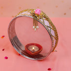 Personalized Karwa Chauth Thali Set with Photo - Premium Floral Design