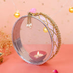 Elegant Rose Pink Handcrafted Karwa Chauth Thali Set (3-Piece)