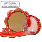 Traditional Crimson Red Handcrafted Karwa Chauth Pooja Thali Set (4-Piece)