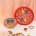 Karwa Chauth Pooja Thali Set - Exquisite Gota Patti & Embroidery Design