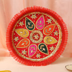 Karwa Chauth Pooja Thali Set - Exquisite Gota Patti & Embroidery Design