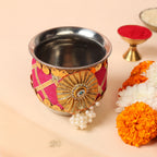 Designer Karvachauth Pooja Thali & Channi – Rani Pink Sequin & Frill Edition