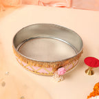 Designer Karvachauth Pooja Thali, Channi & Lota – Blush Pink Rose Edition