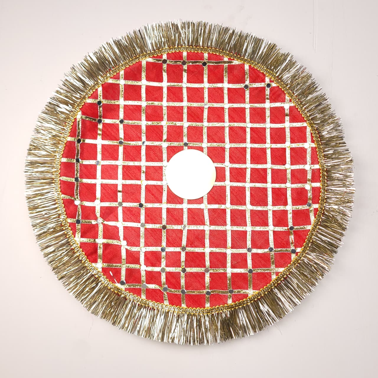 premium Red Golden Karwa Chauth Thali with mirror