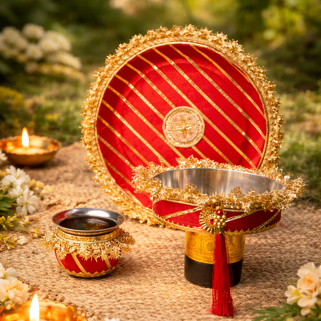 Royal Red & Gold Karwa Chauth Set