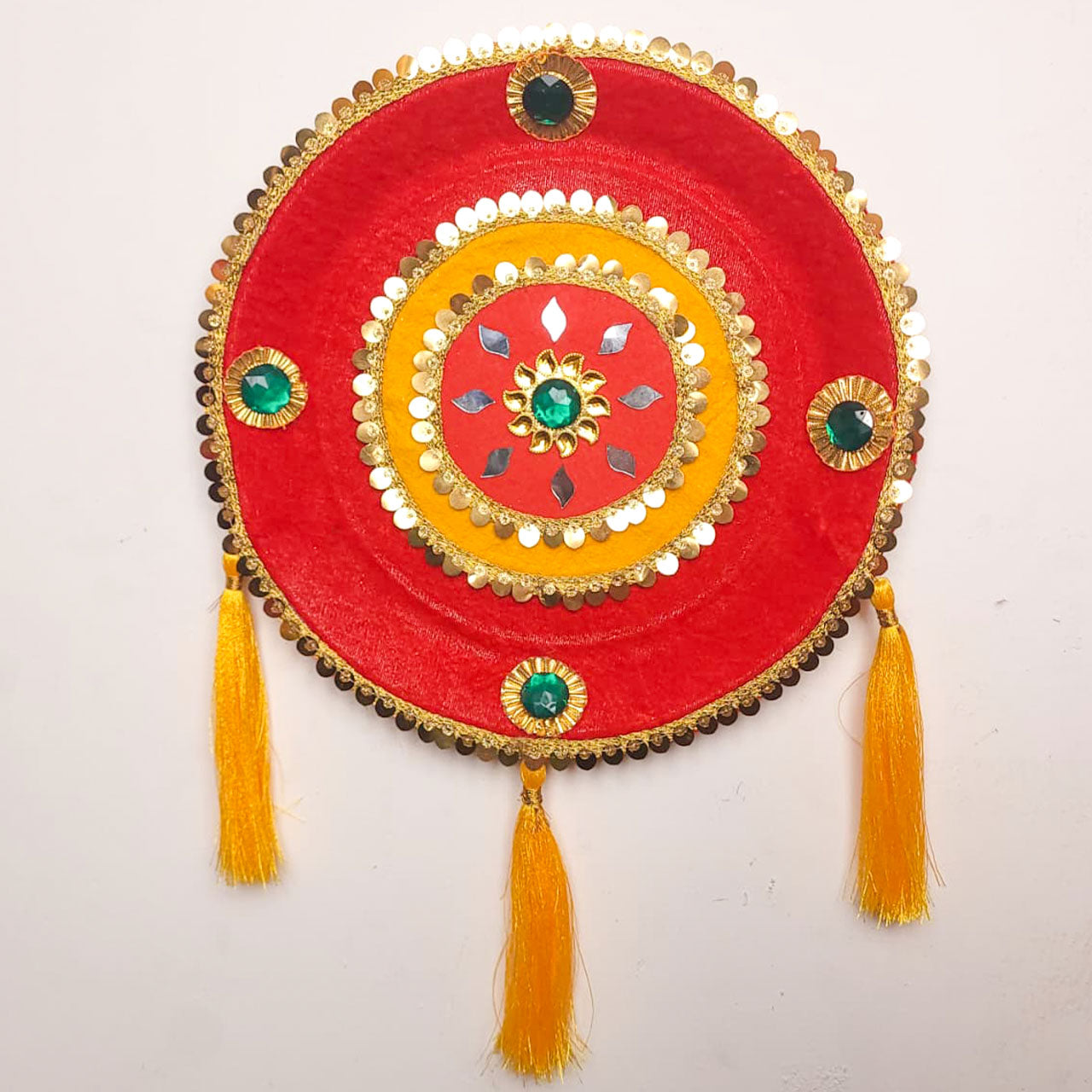 premium Red Yellow Karwa Chauth Thali
