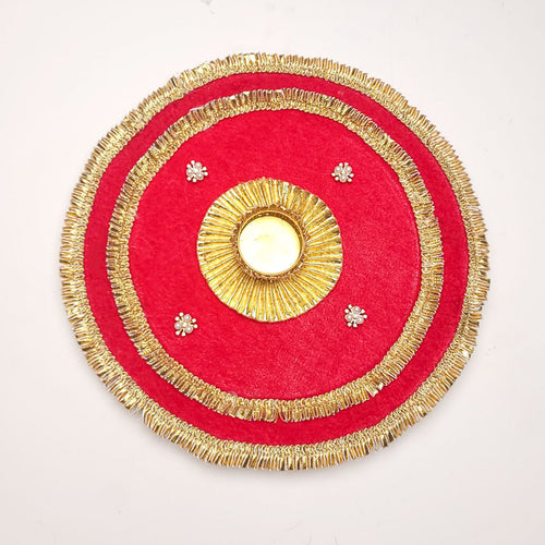 Designer Pink  Karwa Chauth Pooja Thali with Diya