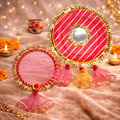 Festive Pink & Gold Karwa Chauth Channi Set