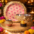 Royal Pink & Gold Designer Karwa Chauth Set