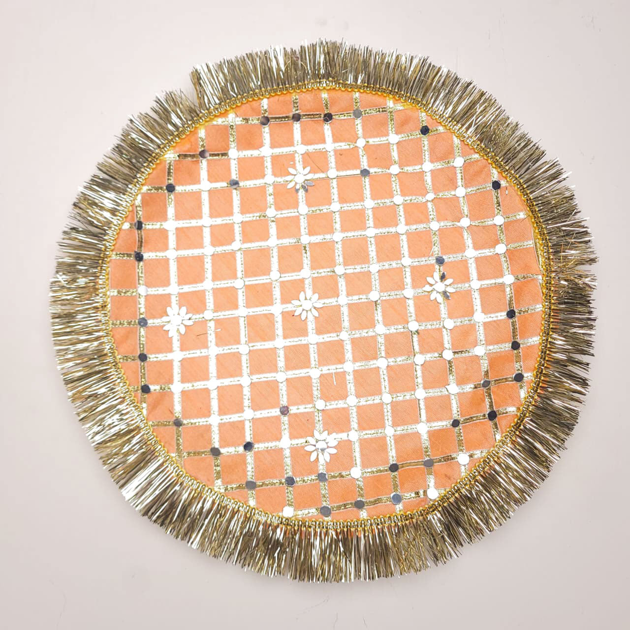 premium Peach Mirror Karwa Chauth Thali