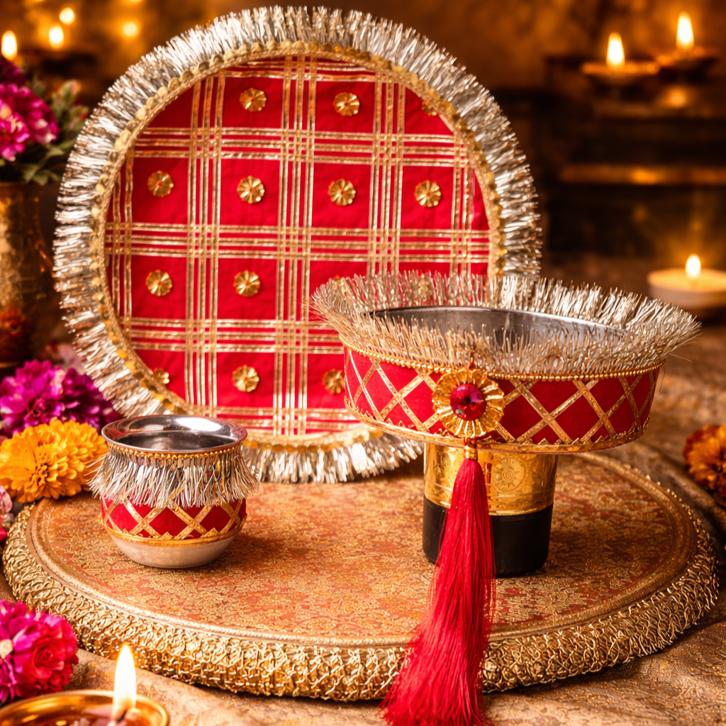 Designer Royal Red Karwa Chauth Set