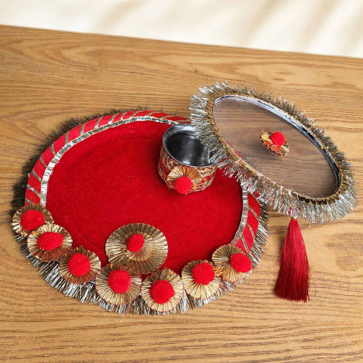 Royal Fringe Karwa Chauth Thali Set