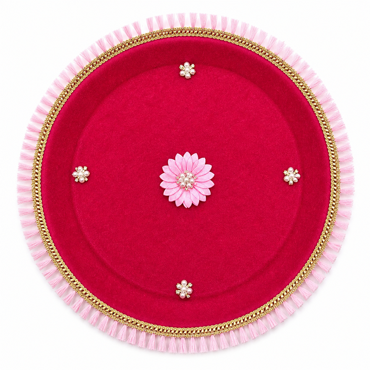 Royal Pink Velvet Karwa Chauth Thali
