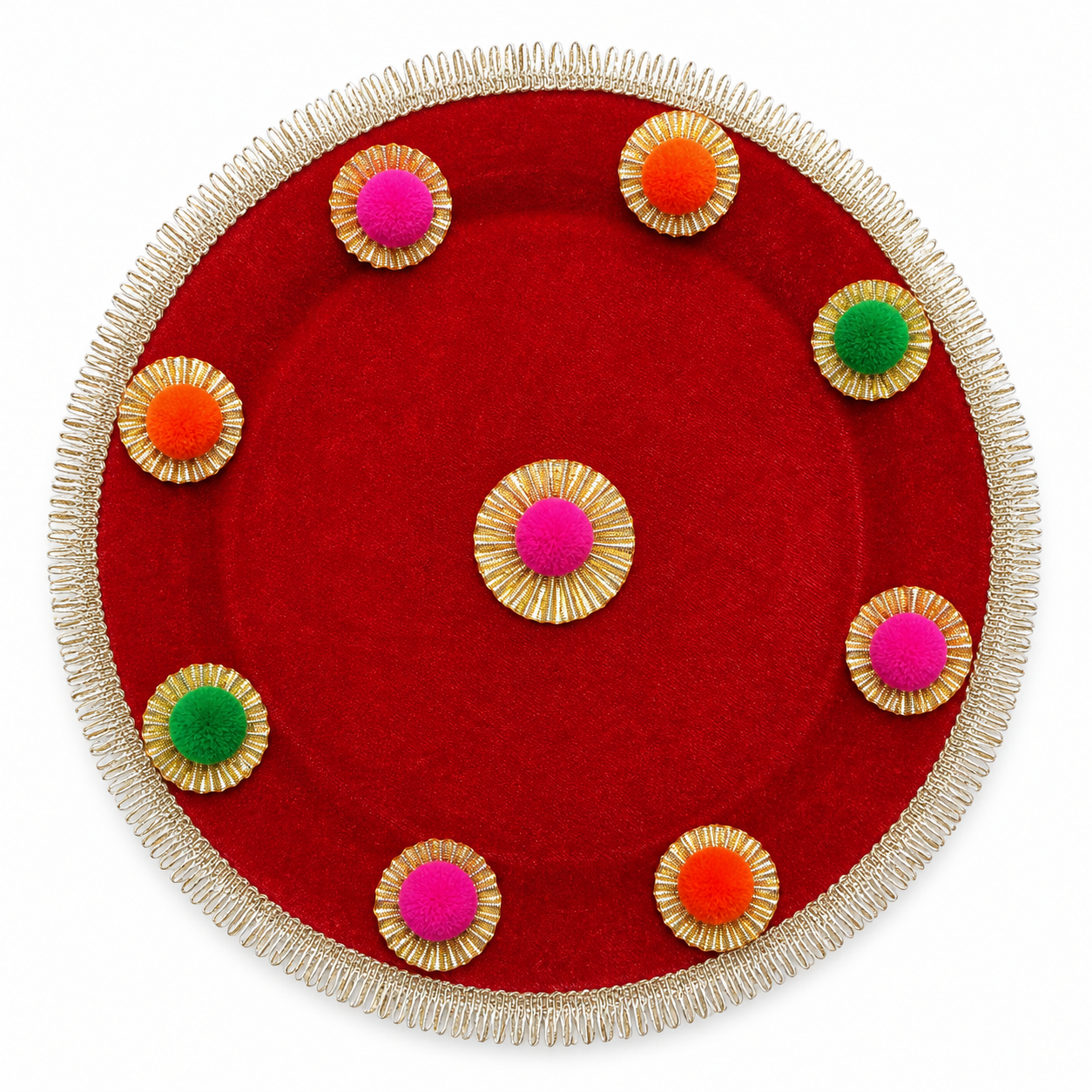 Colorful Pom-Pom Karwa Chauth Thali