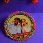Personalized Photo Designer Karvachauth Pooja Thali, Channi & Lota