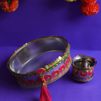 Personalized Photo Designer Karvachauth Pooja Thali, Channi & Lota