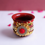 Personalized Classic Designer Karvachauth Pooja Thali, Channi & Lota – Red Edition