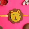 Handcrafted Lion Felt Kids Rakhi with Roli Chawal Set