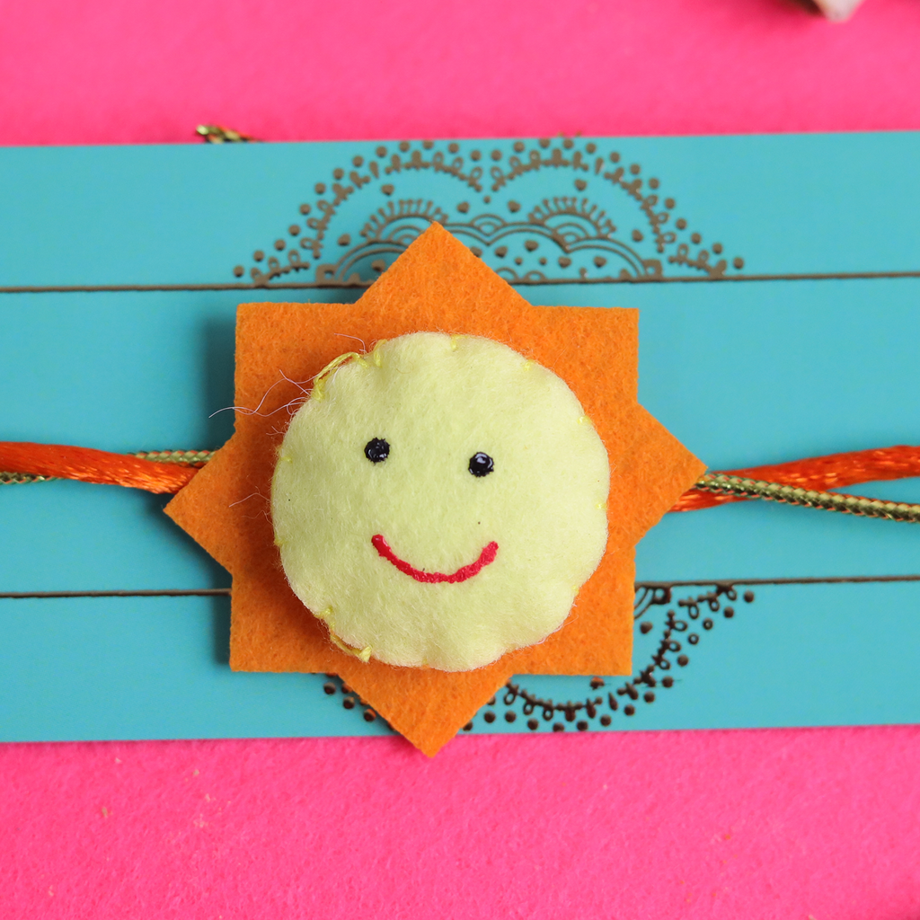 Handcrafted Felt Kids Rakhi with Roli Chawal Set