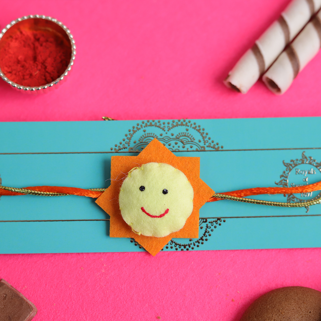 Handcrafted Felt Kids Rakhi with Roli Chawal Set