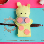 Handcrafted Character Felt Kids Rakhi with Roli Chawal