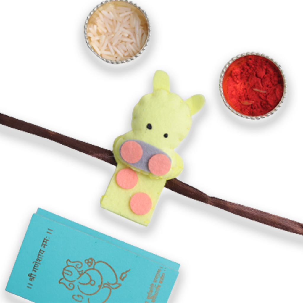 Handcrafted Character Felt Kids Rakhi with Roli Chawal