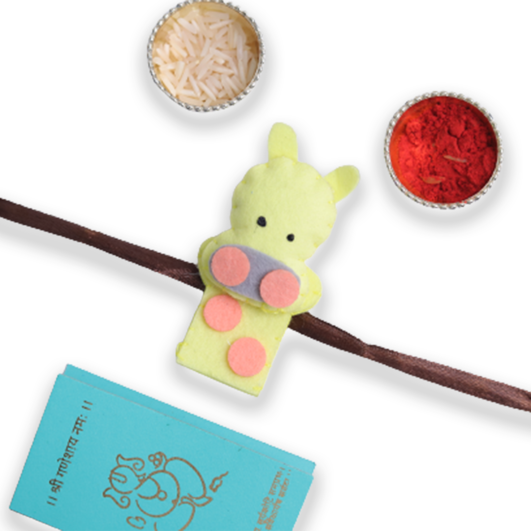 Handcrafted Character Felt Kids Rakhi with Roli Chawal