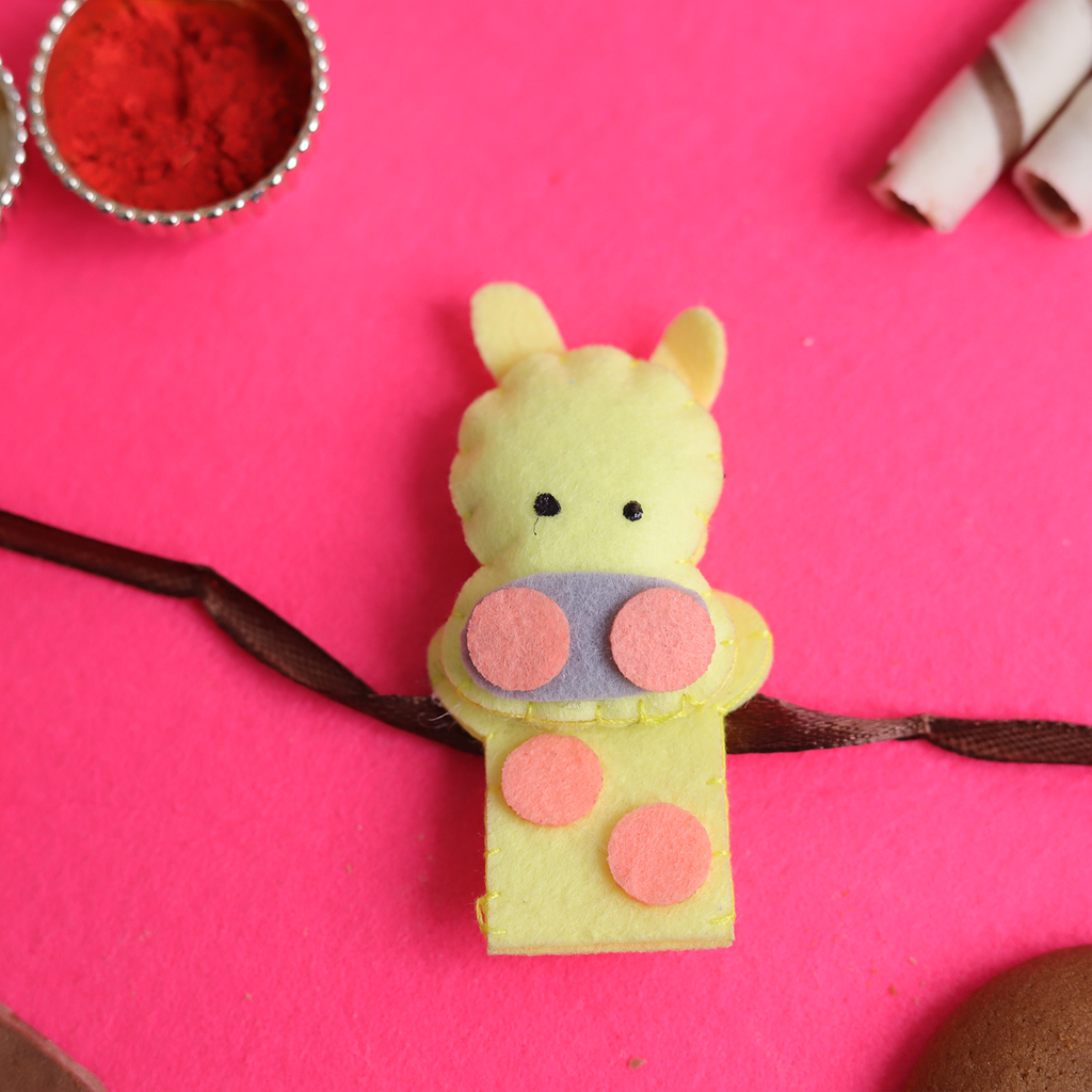 Handcrafted Character Felt Kids Rakhi with Roli Chawal