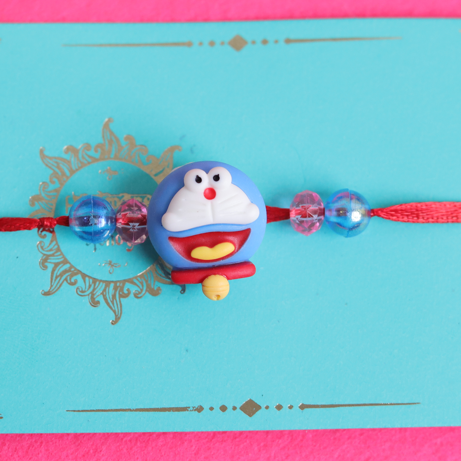 Doraemon Cartoon Kids Rakhi with Roli Chawal Set - Soft Felt Rakhi for Little Brothers