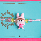 Cute Bunny Rabbit Cartoon Kids Rakhi with Roli Chawal Set